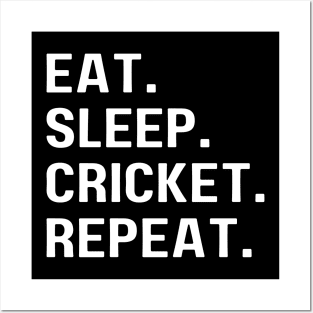 Eat Sleep Cricket Repeat Posters and Art